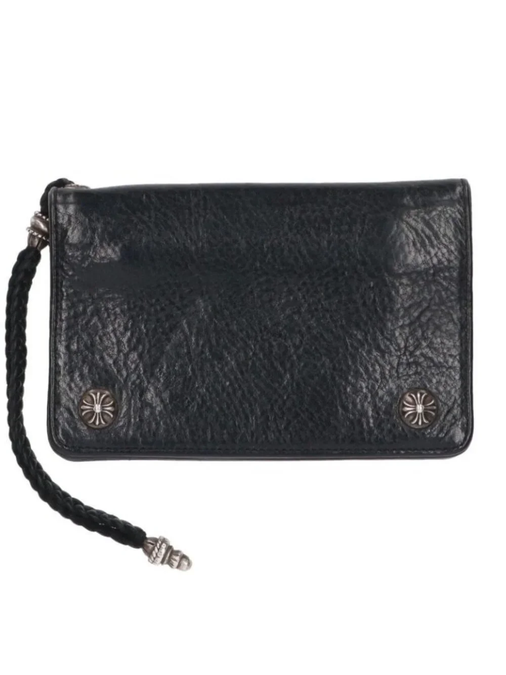 Chrome Hearts Strap Cross Ball Button Leather Wallet Wallet